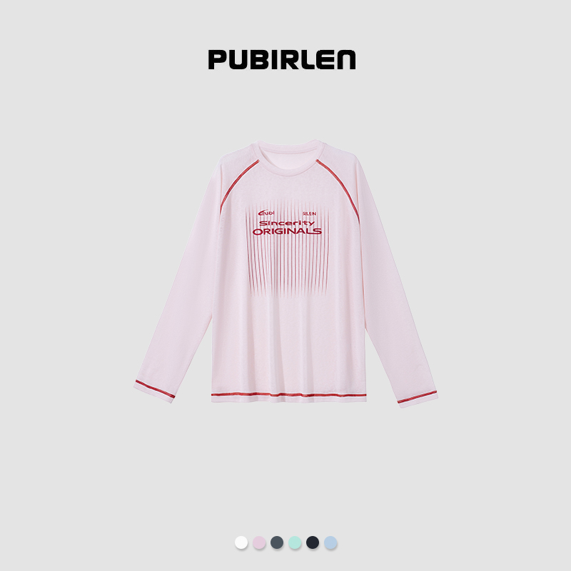 PUBIRLEN/普比仑上新薄款字母印花圆领罩衫女运动宽松长袖6086 到手价¥59.00