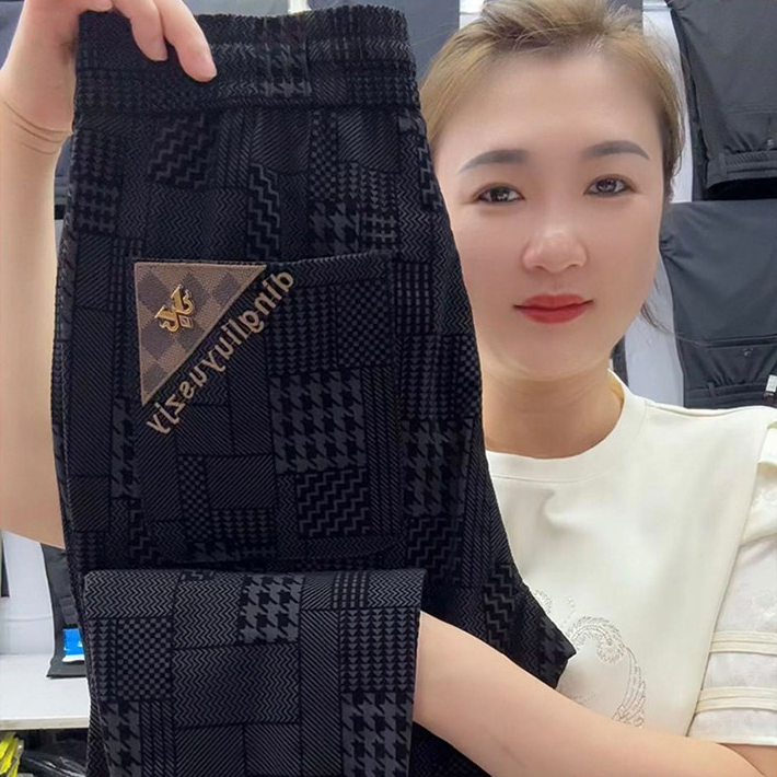 夏季薄款高档千鸟格男士休闲裤潮流百搭显瘦束脚裤速干冰丝小脚裤 到手价¥20.90