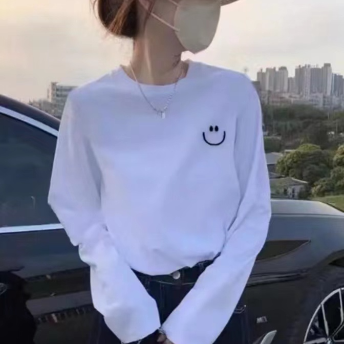 春秋新款纯棉圆领长袖印花T恤休闲百搭男女款—长袖笑脸LL 到手价¥19.99