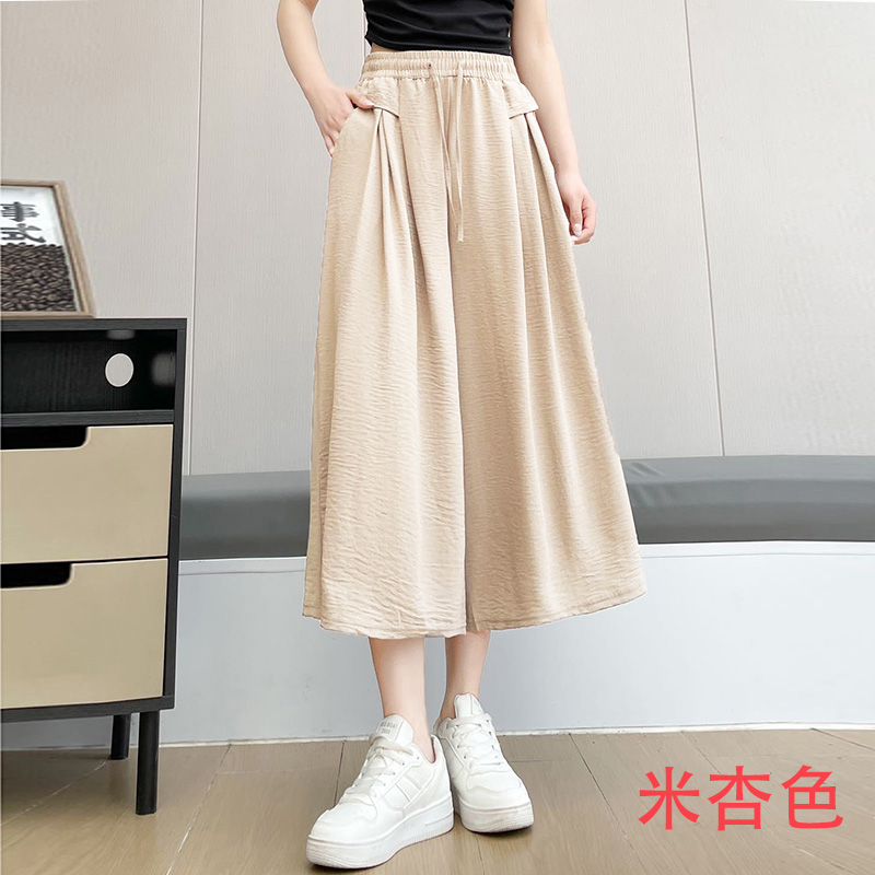 ZY冰丝阔腿七分裤女夏高腰垂感韩版休闲裤宽松薄款裙裤女 图片 6