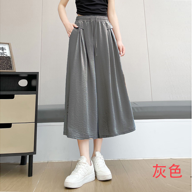 ZY冰丝阔腿七分裤女夏高腰垂感韩版休闲裤宽松薄款裙裤女 图片 5