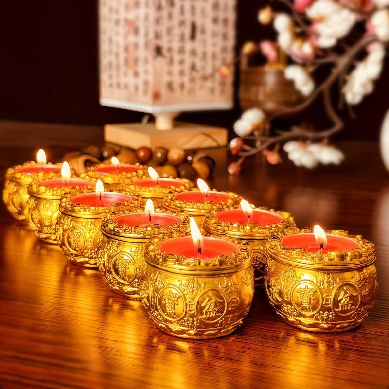 【工厂直发】聚宝盆小蜡烛金红色无烟过年春节新款无味酥油1盒 到手价¥15.80