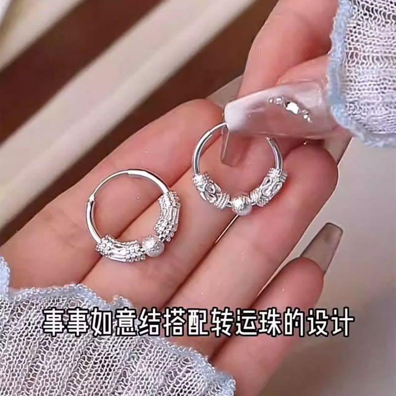 铜合金新中式如意转运珠耳圈气质精致小众设计感耳环简约耳饰 到手价¥5.90