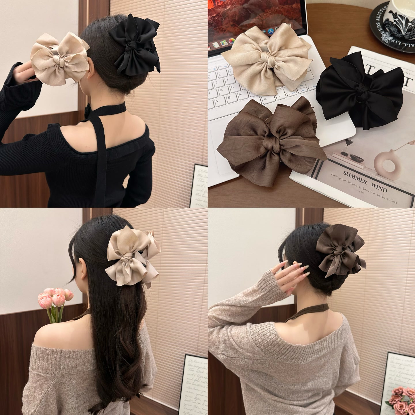 法式蝴蝶结抓夹女高级感缎面发夹后脑勺盘发鲨鱼夹低扎马尾夹头饰 到手价¥12.80