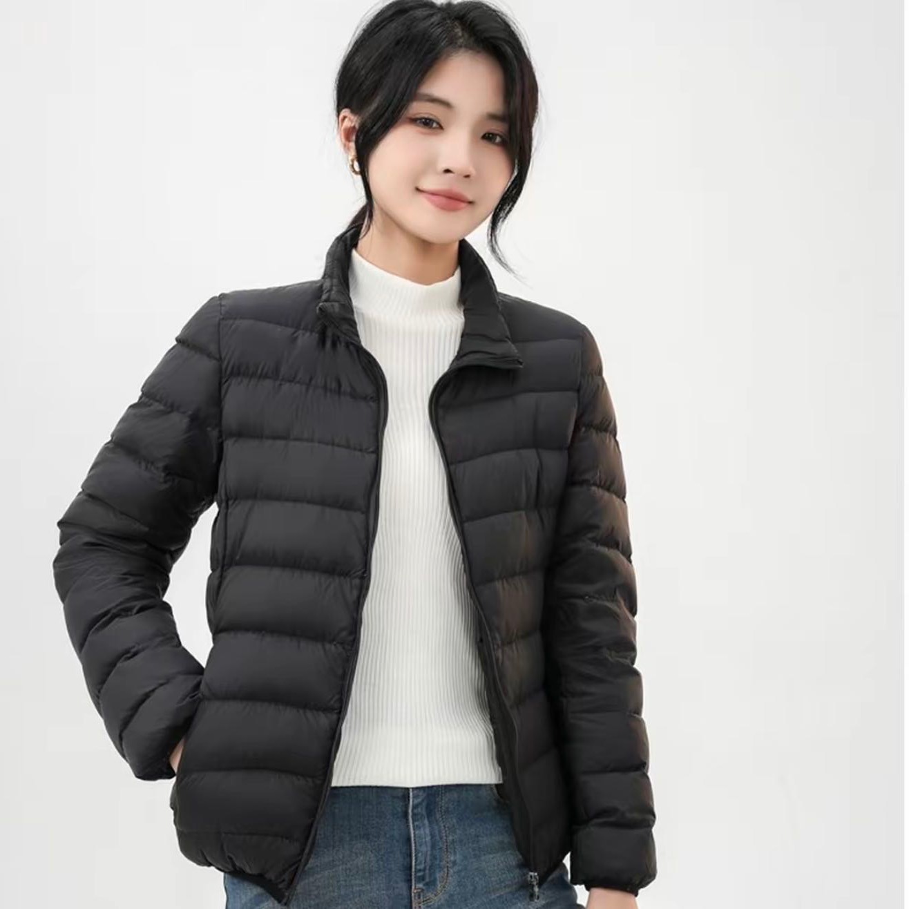羽绒服短款轻薄款女士连帽立领白鸭绒女装羽绒服暖阳小款女款 到手价¥69.90