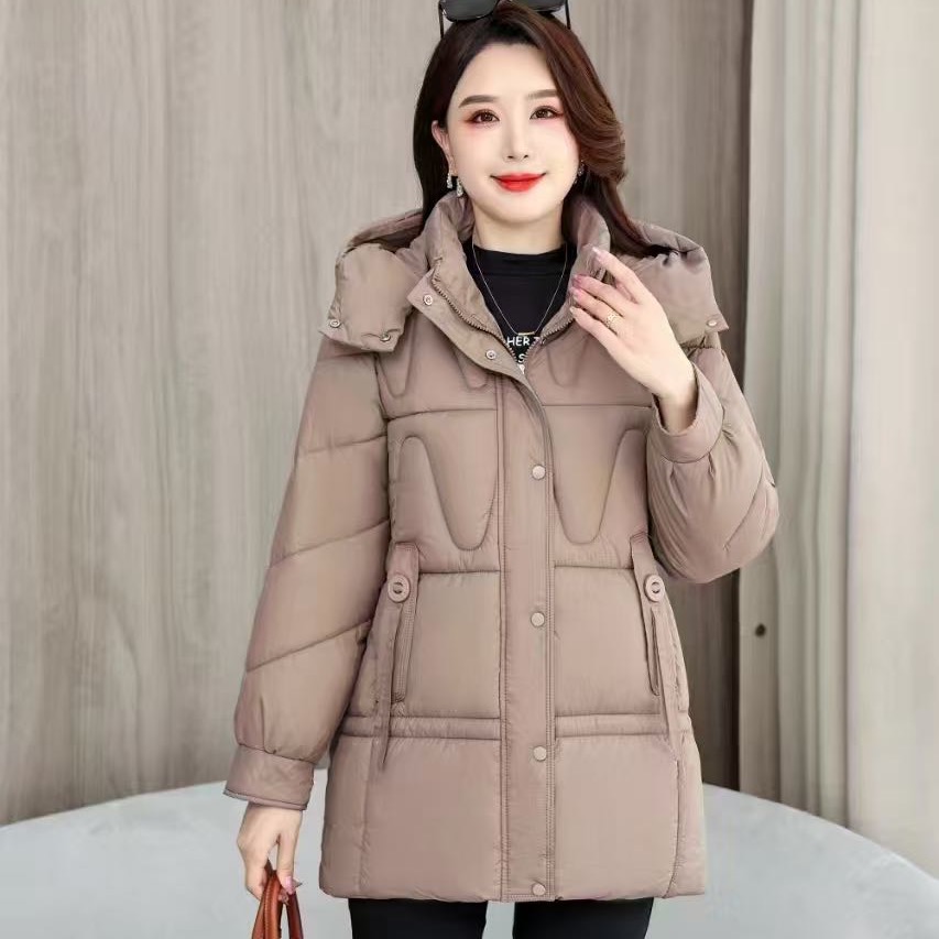 8812新款冬季棉服女中长款妈妈装洋气时尚显瘦棉袄外套中长棉衣女 到手价¥37.90