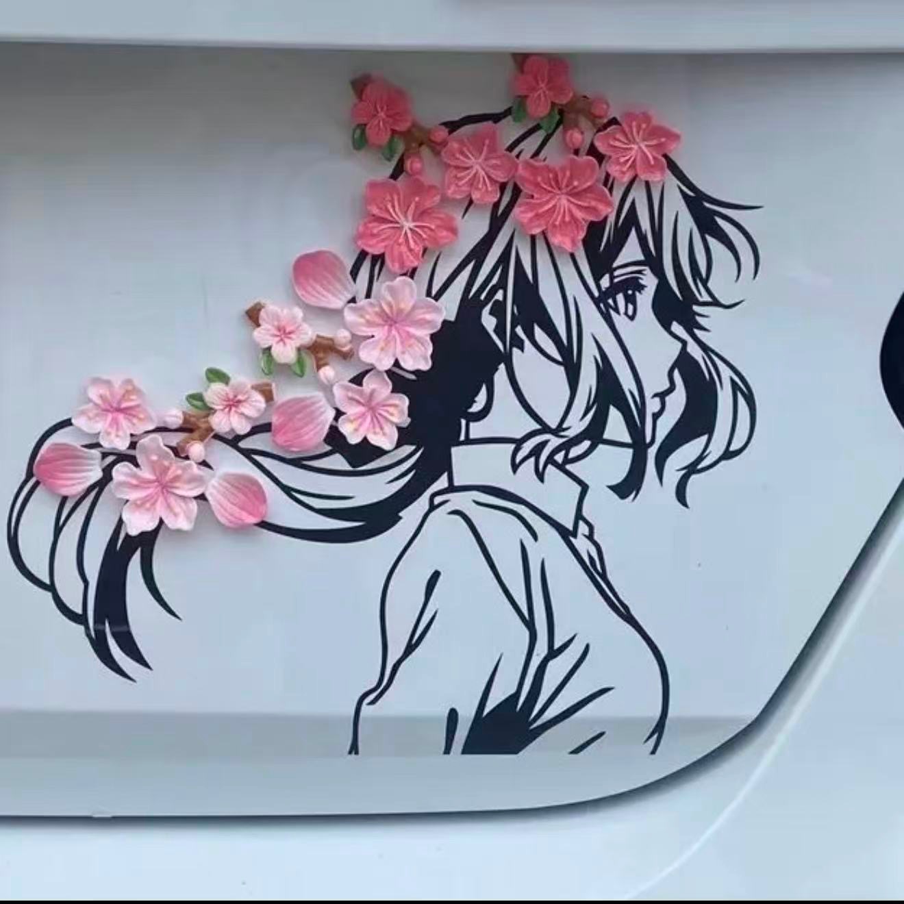 汽车尾部薇尔紫罗兰永恒花园车身动漫少女防水贴立体桃花装饰饰品 到手价¥9.80