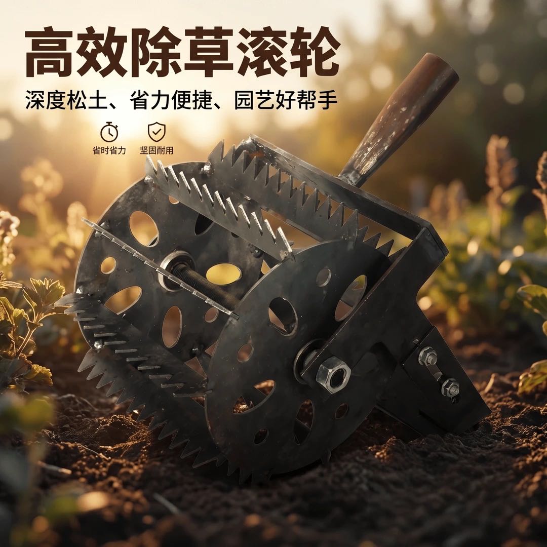 专利产品-新款手持轮式除草器手推轮式锰钢除草 到手价¥45.90