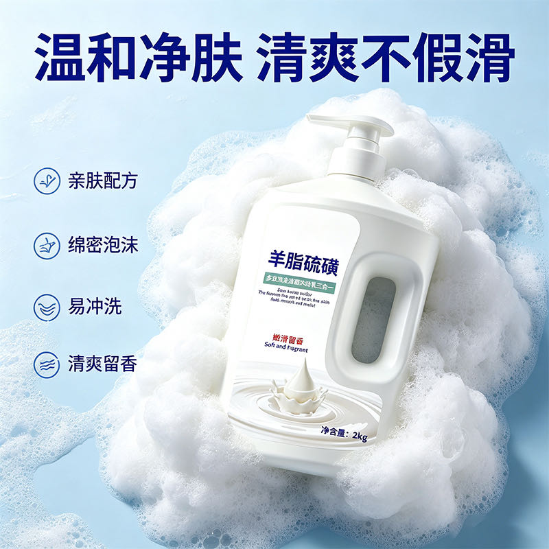 羊脂硫磺沐浴露三合一多效洗澡洗发洁面沐浴乳持久留香滋润沐浴露 到手价¥19.90
